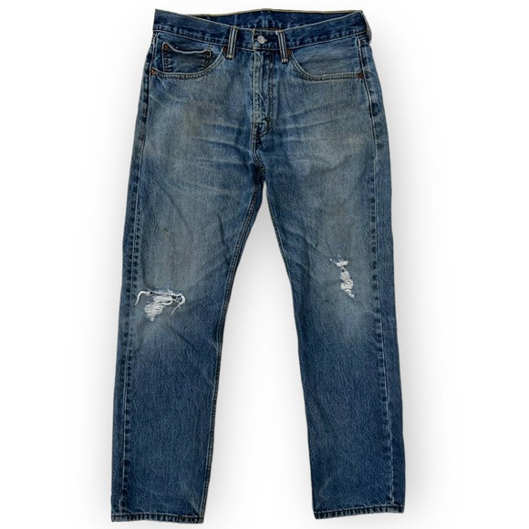 Levi's Other - Levi’s 505 Men's Blue Mid Rise Denim Distressed Straight Jeans Size 34 x 32